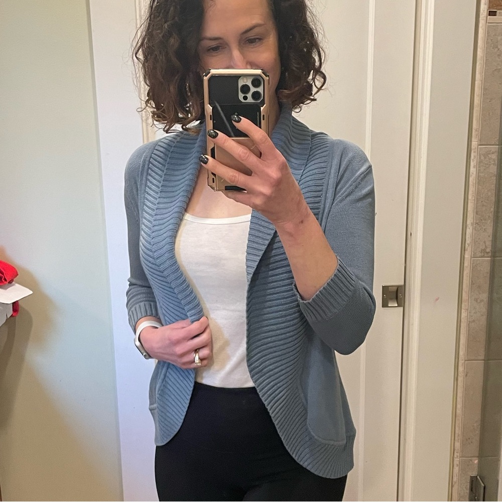 BCBG Wrap Cardigan, Light Blue, Small